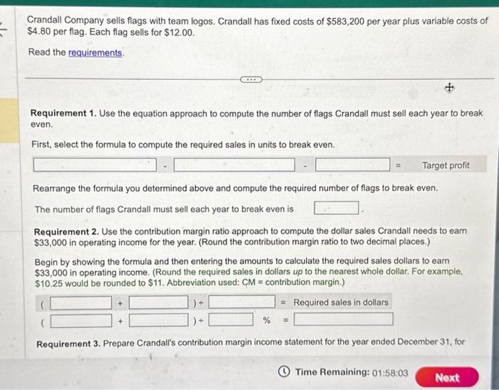 Solved Crandall Company sells flags with team logos.