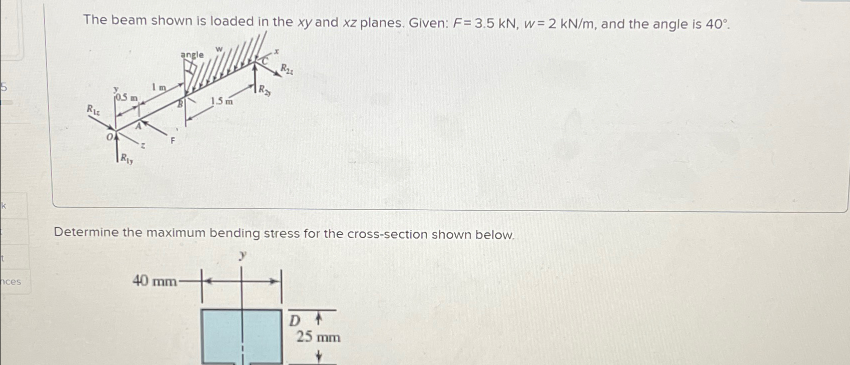 Solved The Beam Shown Is Loaded In The Xy ﻿and Xz ﻿planes