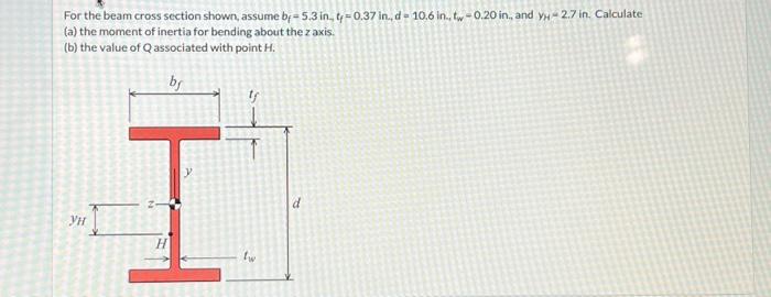 Solved For The Beam Cross Section Shown, Assume Bf=5.3 In, | Chegg.com