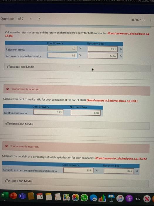 Solved the answers for the ratios are wrong that you see in | Chegg.com