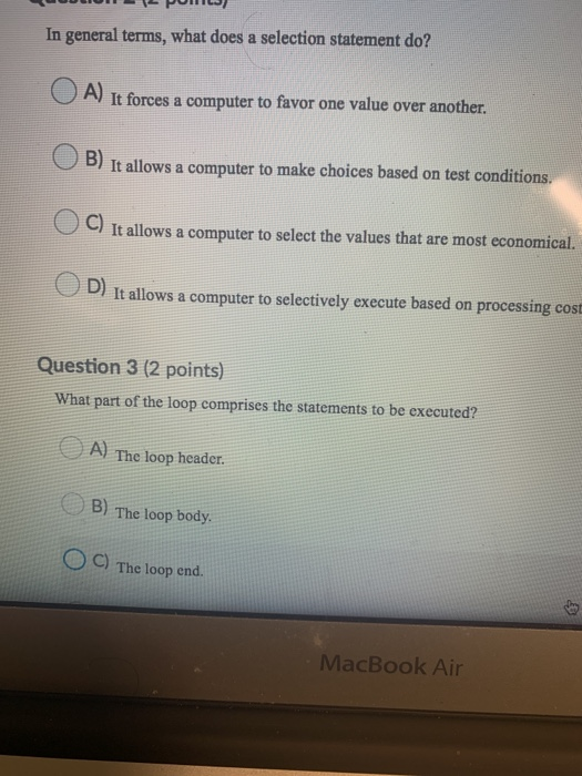 Solved OULUMPUL In general terms, what does a selection | Chegg.com
