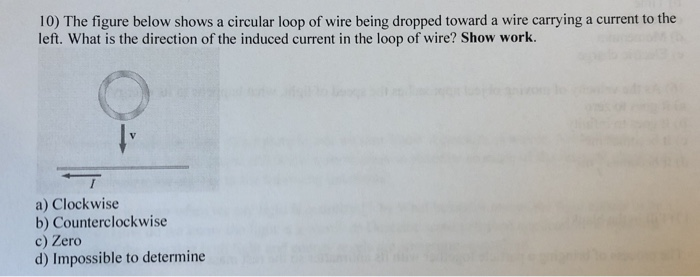 Solved 10) The figure below shows a circular loop of wire | Chegg.com