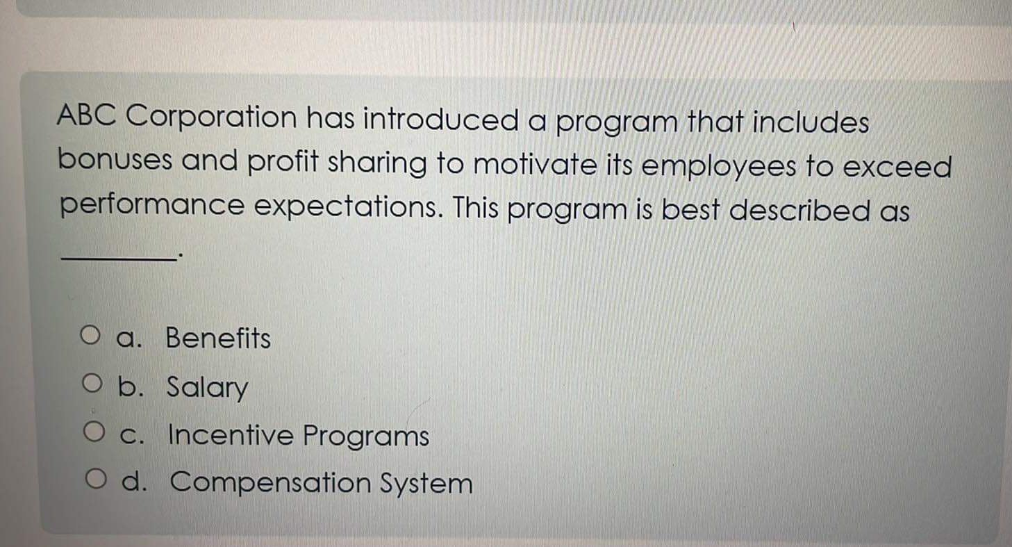 Solved ABC Corporation has introduced a program that | Chegg.com