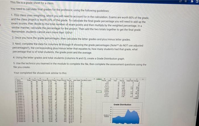 You need to calculate funal grades for the professor, | Chegg.com