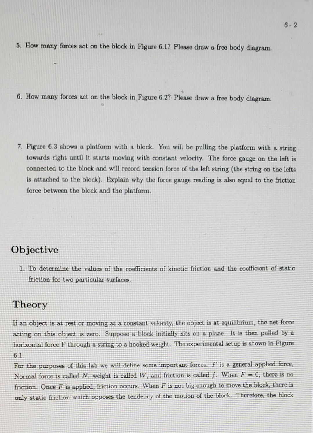 Solved Lab 6 Friction Pre-lab Spend the first 10-15 minutes | Chegg.com