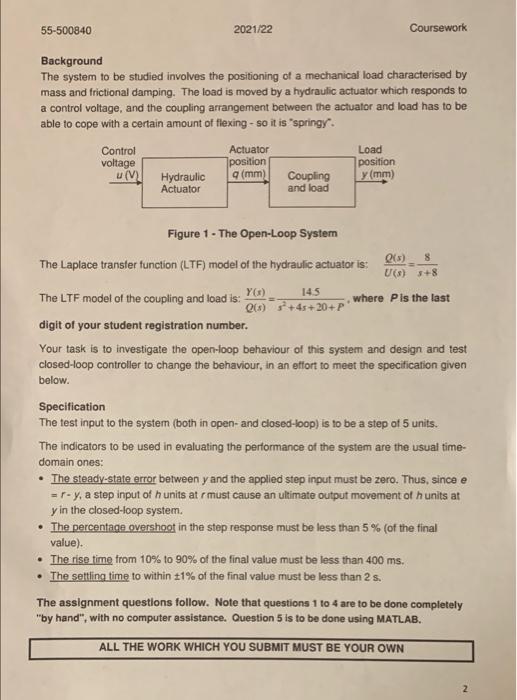 Solved 5. Use MATLAB / SIMULINK to carry out the following | Chegg.com