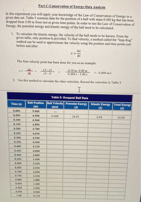 Solved Part C-Conservation of Energy-Data Analysis In this Chegg.com Solved Part C-Conservation of Energy-Data Analysis In this Chegg.com