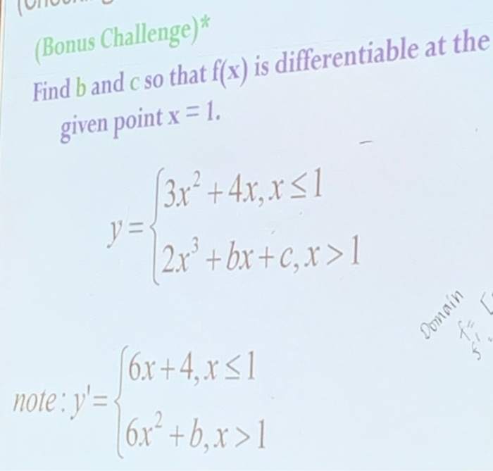 Solved (Bonus Challenge)* Find B And C So That F(x) Is | Chegg.com