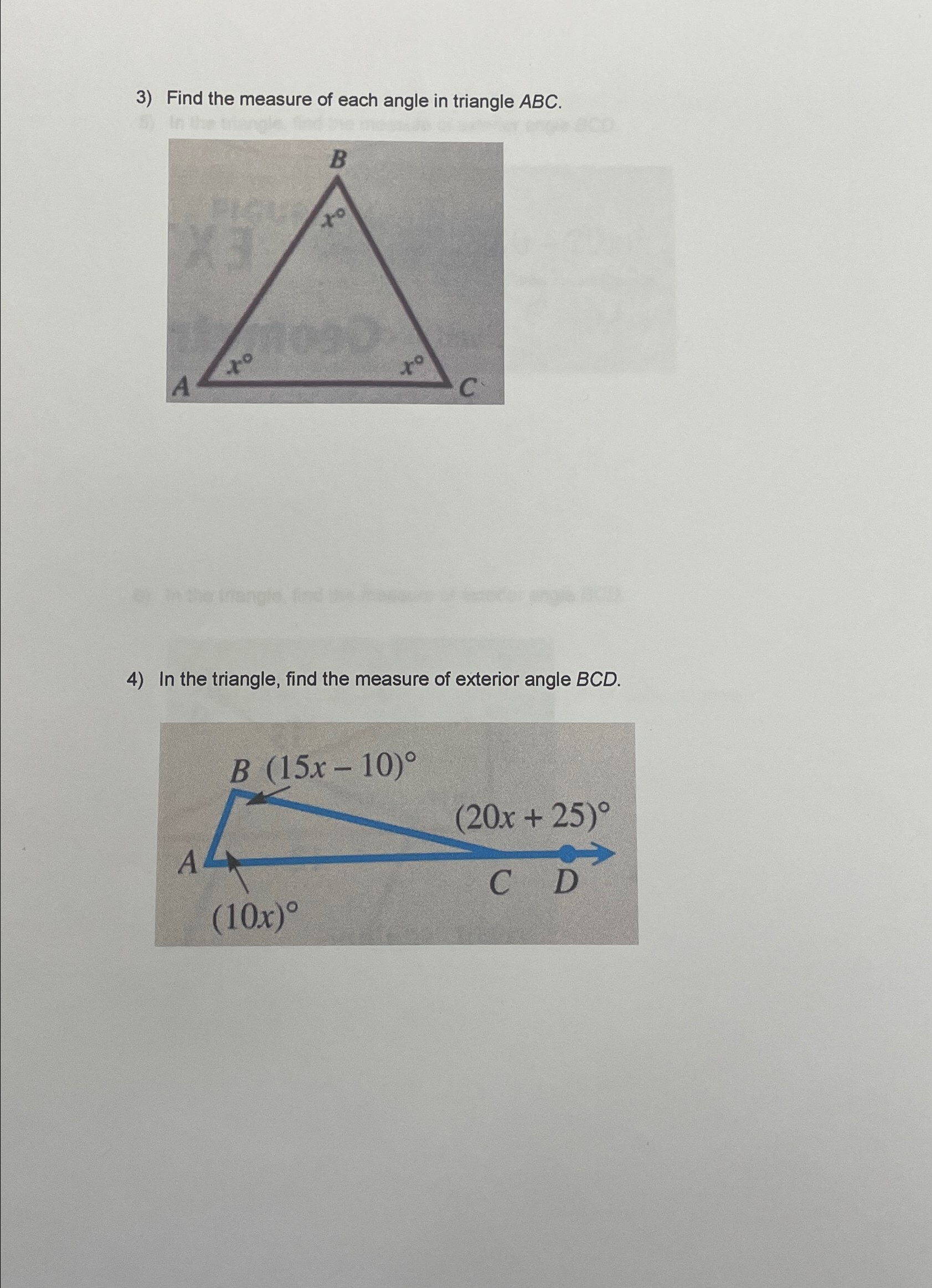 Solved Find the measure of each angle in triangle ABC.In the | Chegg.com