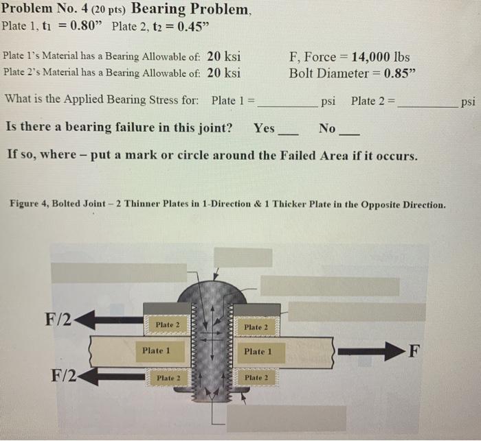 Solved Problem No. 4 (20 pts) Bearing Problem, Plate 1, ti | Chegg.com