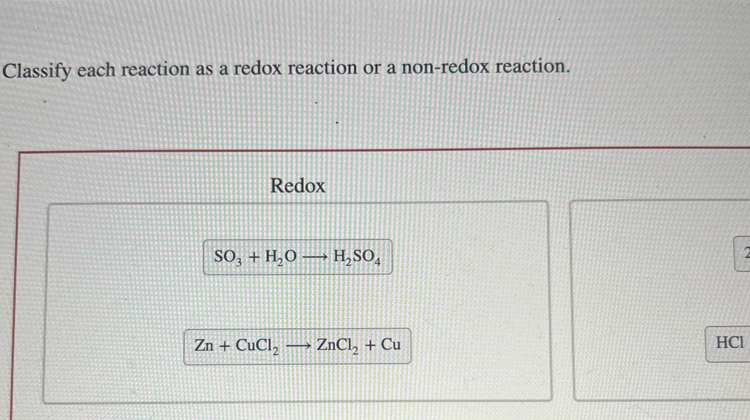 High Quality SOLUTION Classify each reaction as a redox reaction or a ...
