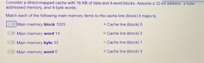Solved Consider a direct-mapped cache with 16 KB of data and | Chegg.com