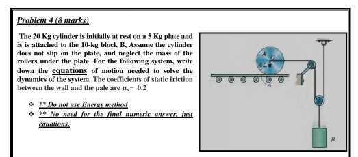 Solved Problem 4 (8 marks) The 20 Kg cylinder is initially | Chegg.com