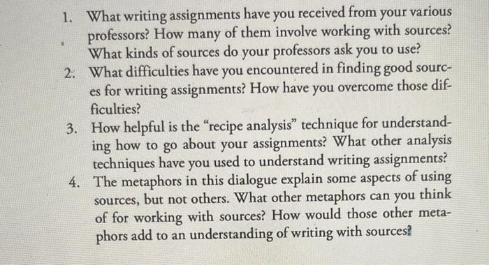 1. What writing assignments have you received from | Chegg.com