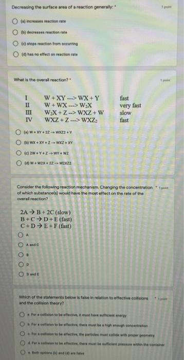 increasing the surface area of solid reactants increases the reaction rate