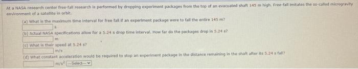 free fall experiment nasa