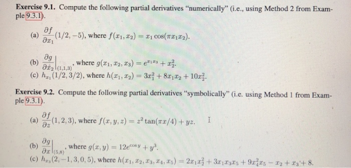 Solved Exercise 9.1. Compute the following partial | Chegg.com