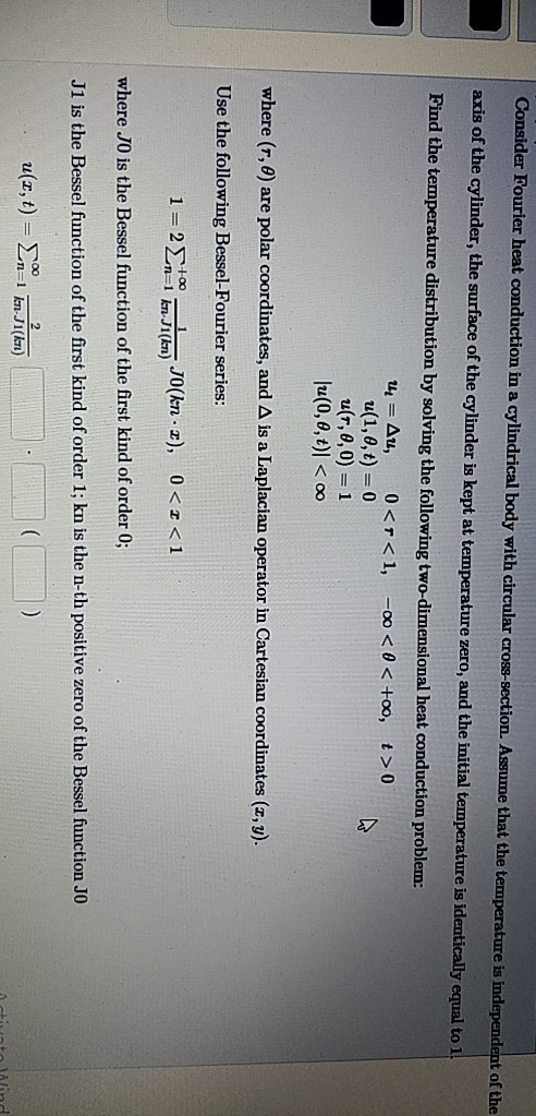 Consider Fourier Heat Conduction In A Cylindrical | Chegg.com