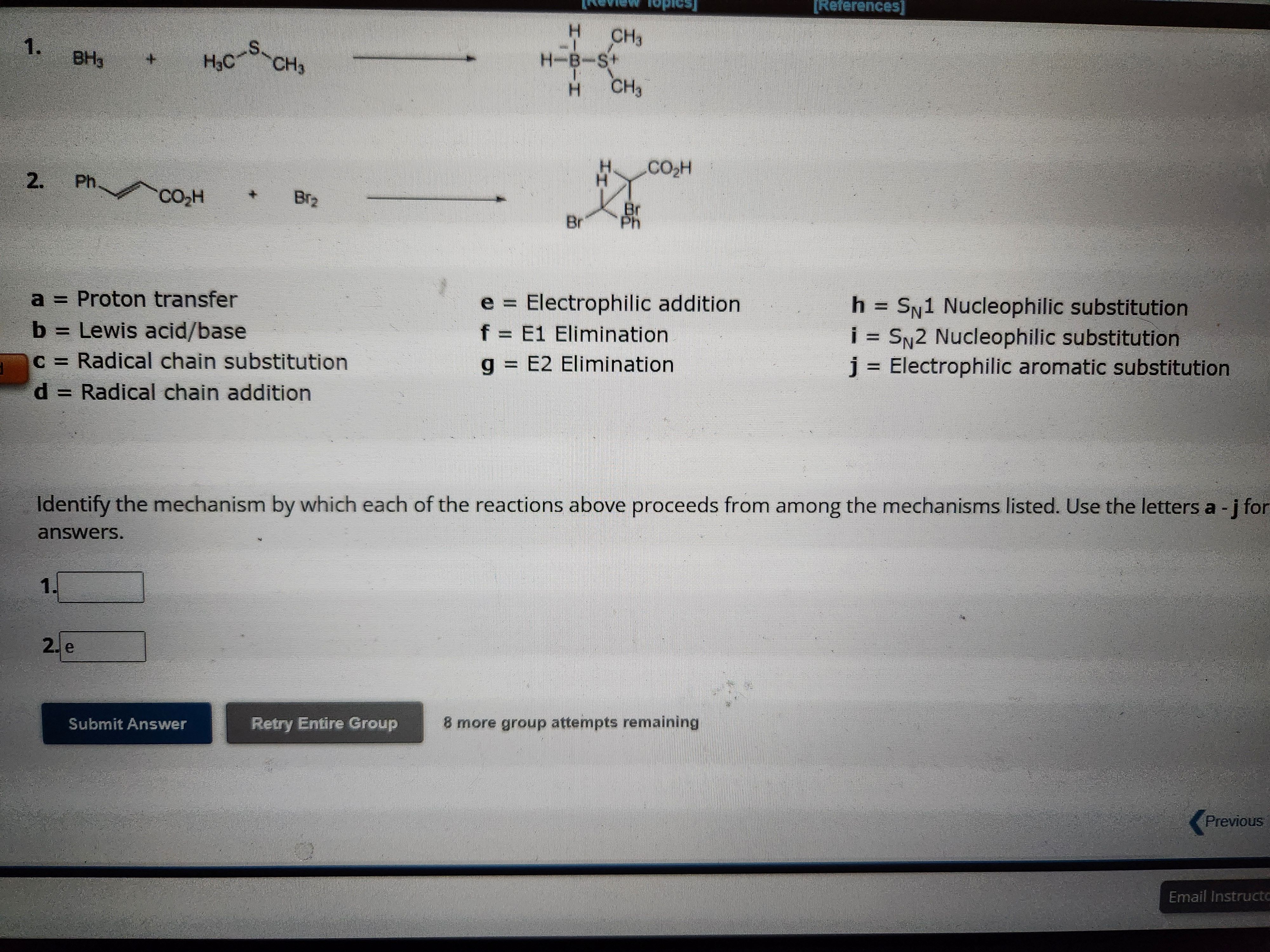 Solved Identify the mechanism by which each of the reactions | Chegg.com