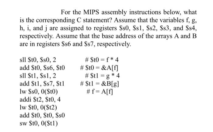 Solved For the MIPS assembly instructions below, what is the | Chegg.com