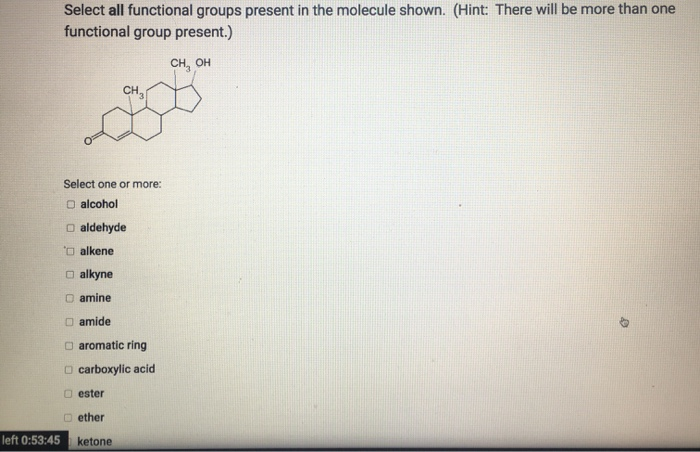 solved-select-all-functional-groups-present-in-the-molecule-chegg