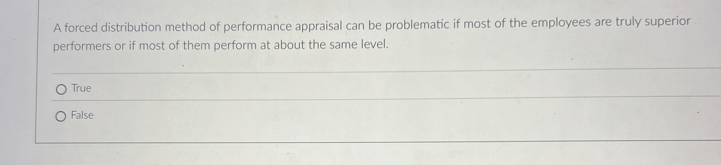 Solved A forced distribution method of performance appraisal