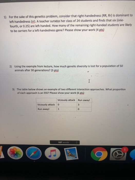 Solved 1) For the sake of this genetics problem, consider | Chegg.com