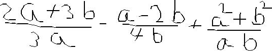 Solved 2a + 3b/3a - a - 2b/4b + a2 + b2/ab | Chegg.com