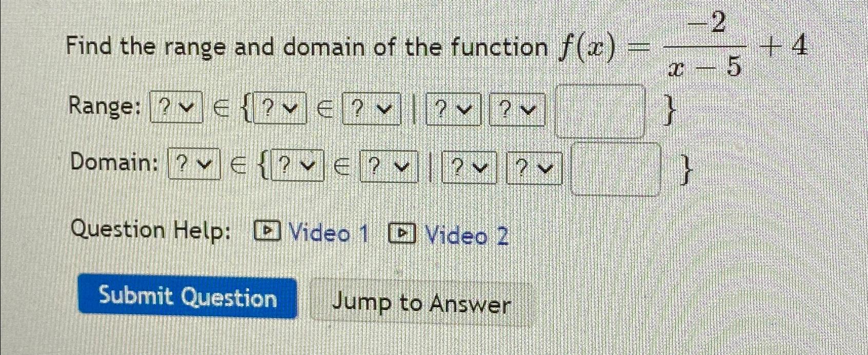 Solved Find The Range And Domain Of The Function | Chegg.com