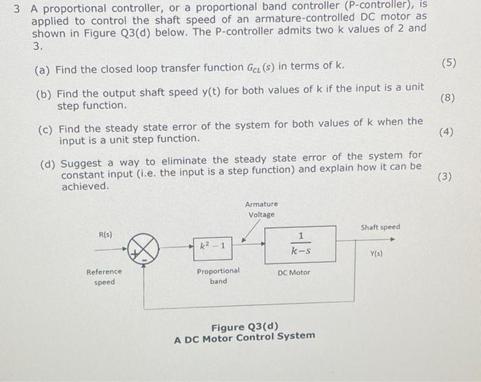 Solved 3 A proportional controller or a proportional band Chegg