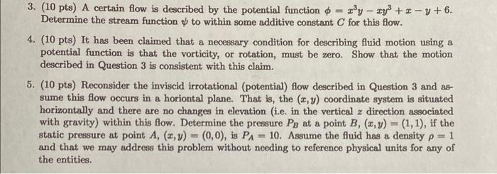 Solved - 3. (10 pts) A certain flow is described by the | Chegg.com