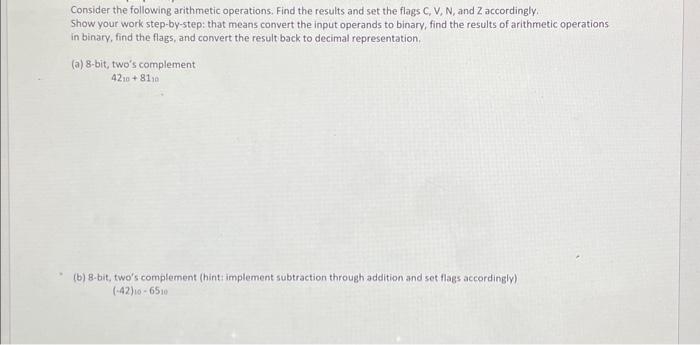 Solved Consider the following arithmetic operations. Find | Chegg.com