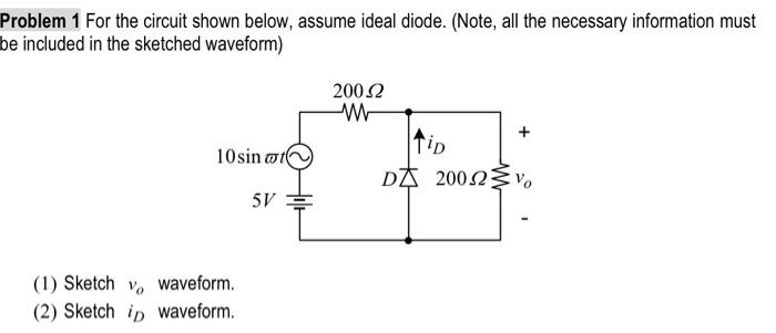 Solved Problem 1 For the circuit shown below, assume ideal | Chegg.com