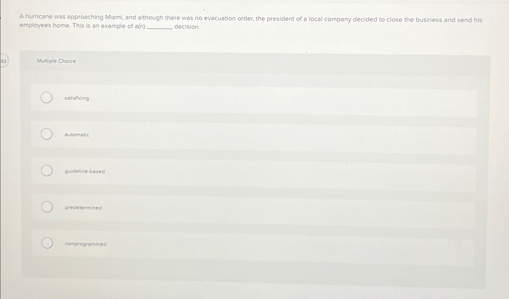 Solved A hurricane was approaching Miami, and although there | Chegg.com