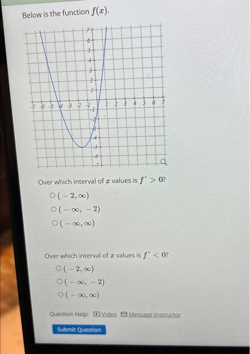 Solved Below is the function f(x). Over which interval of x | Chegg.com