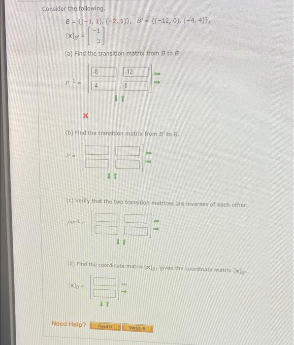 Solved Consider The Following. B = {-1, 1), (2, 1), B = | Chegg.com