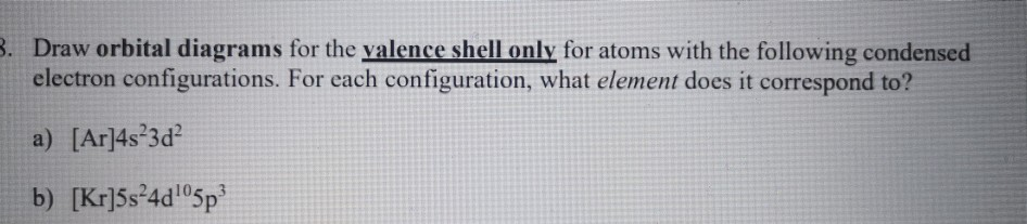 Solved 3. Draw Orbital Diagrams For The Valence Shell Only | Chegg.com