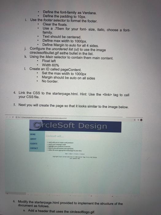 Solved Starterpage CSS Layout and Formatting This lab will | Chegg.com