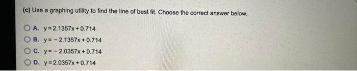 Solved For the data given below, answer parts (a) through | Chegg.com