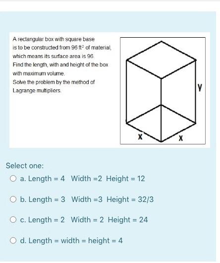 Solved A Rectangular Box With Square Base Is To Be