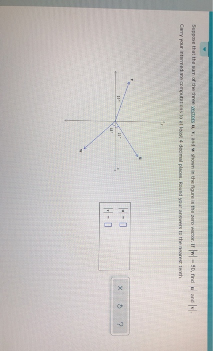 Solved Suppose that the sum of the three vectors u, v, and w | Chegg.com