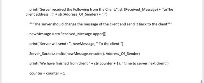 Solved 1. 7 points] For the UDP client-server code attached | Chegg.com