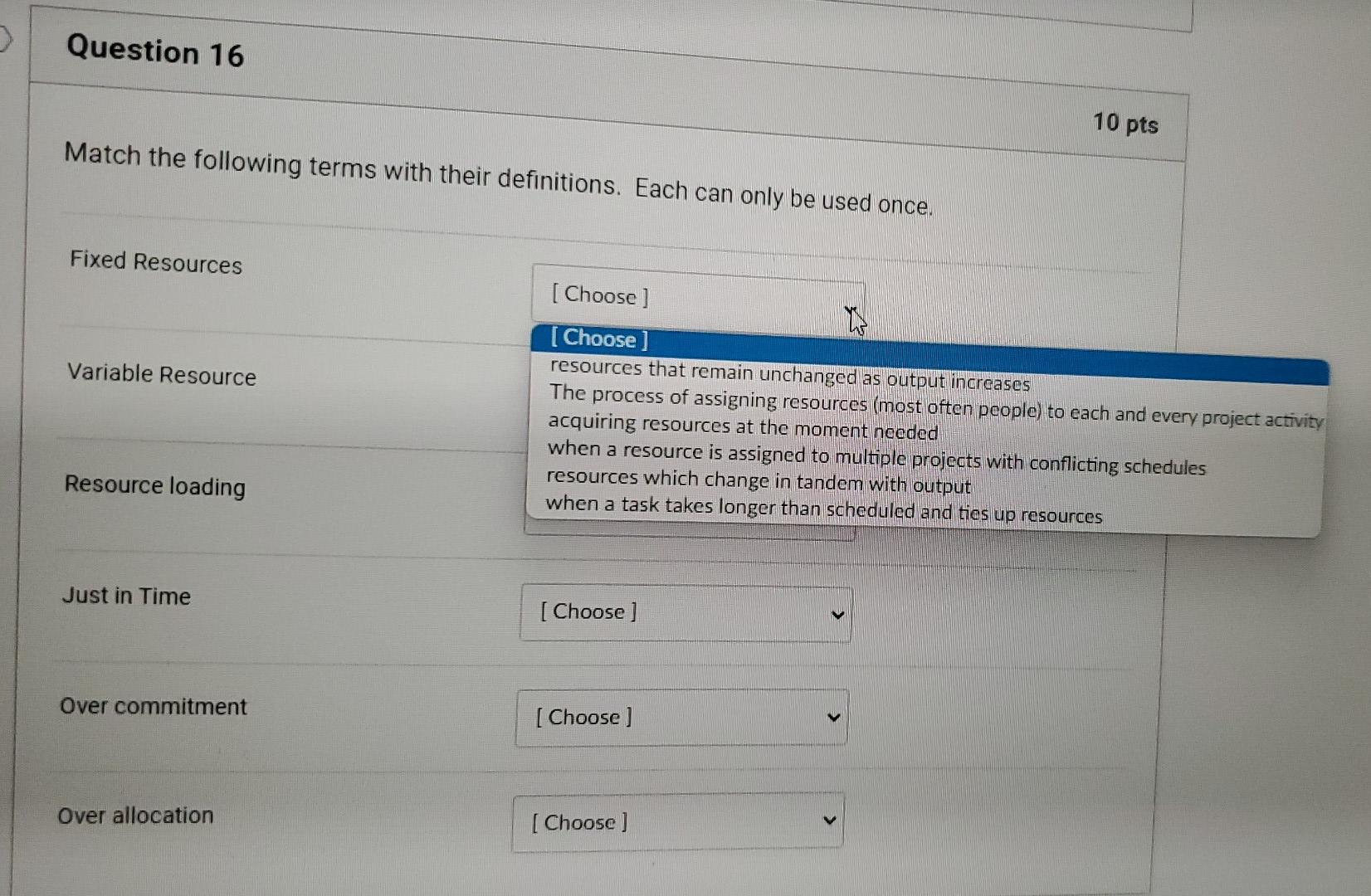 Solved Question 16 10 pts Match the following terms with | Chegg.com