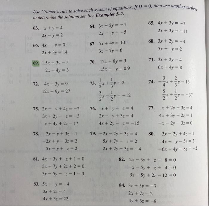 Solved Use Cramer S Rule To Solve Each System Of Equations Chegg Com