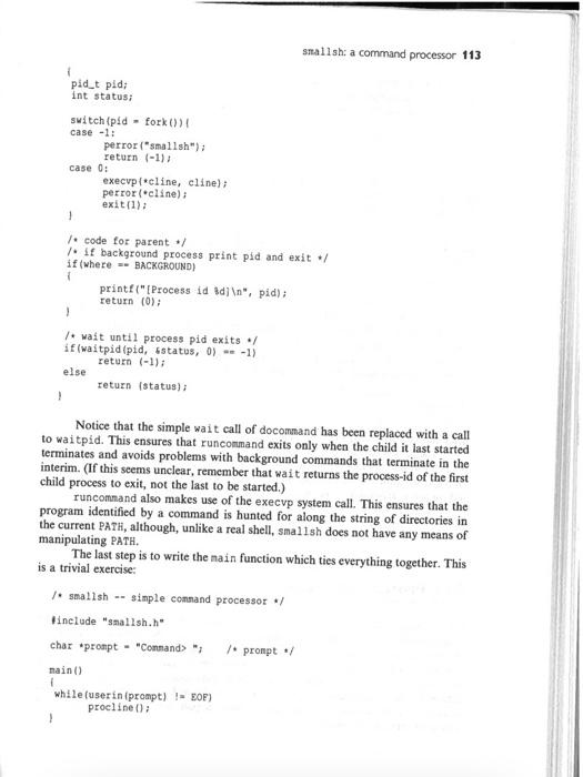 smallsh: a command processor 109 include file for | Chegg.com