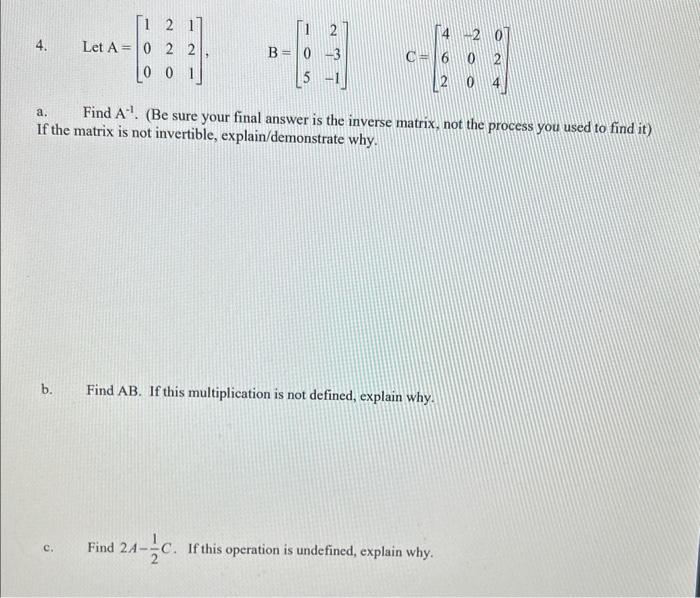 Solved 4. Let A=⎣⎡100220121⎦⎤, | Chegg.com