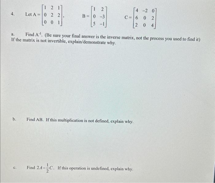 Solved 4. Let A=⎣⎡100220121⎦⎤, | Chegg.com