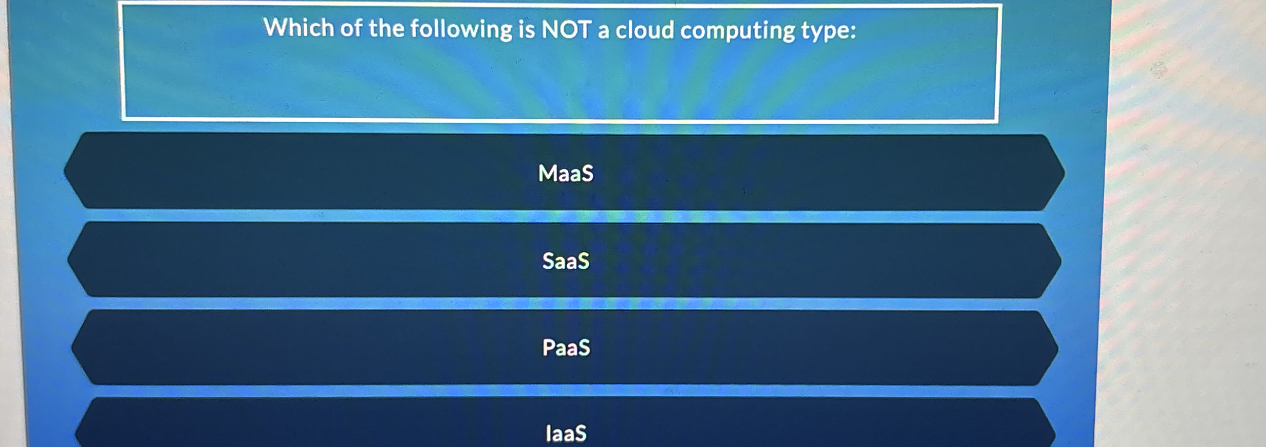 Solved Which of the following is NOT a cloud computing | Chegg.com