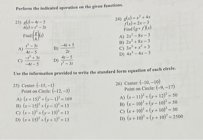 Solved Perform the indicated operation on the given | Chegg.com