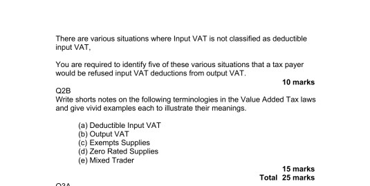 Solved There Are Various Situations Where Input VAT Is Not | Chegg.com